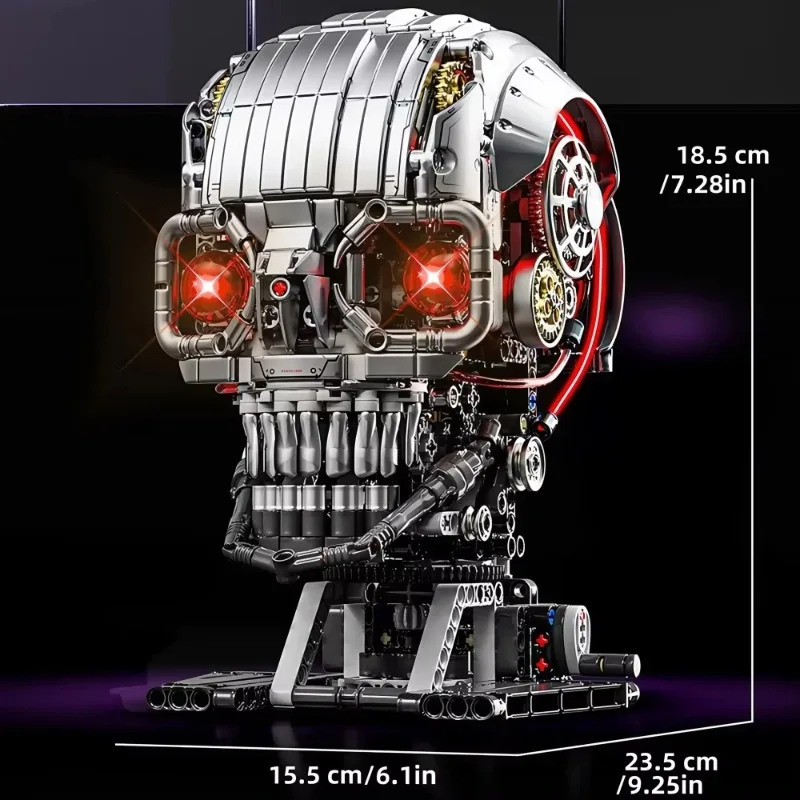 Zestaw klocków konstrukcyjnych Mechaniczna Czaszka 1099 elementów 13089 Model Robotycznej Czaszki DIY dla Dorosłych i Dzieci Prezent na Boże Narodzenie i Urodziny