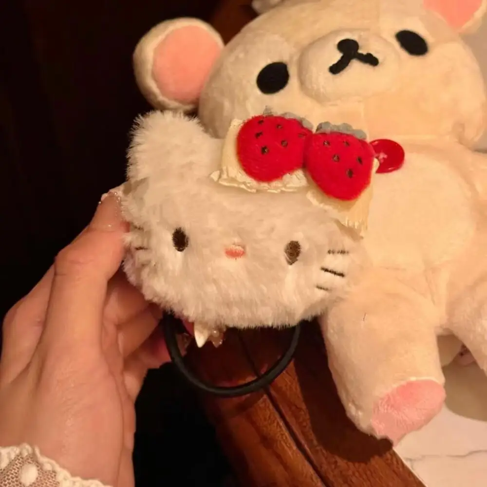 Sanrio Japanese Hello Kitty Melody Hairclip Sweet Stuffed Hair Rope Cartoon Cute Strawberry Bowknot Kitty Cat Hairpin Hair Rope