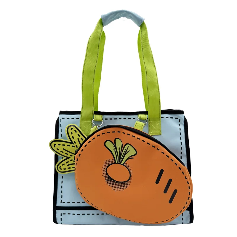 

2025 3D Radish Tote Bag Spacious Sports Shoulder Purse Cute Tennis Racket Carryall with Adjustable Strap