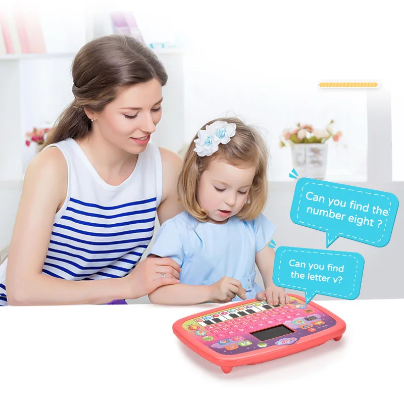Kinder Früherziehung Lernmaschine Lernen Buchstaben Wörter Tablet Spielzeug mit interaktivem LED-Bildschirm Sound Mädchen Jungen Computer Geschenke
