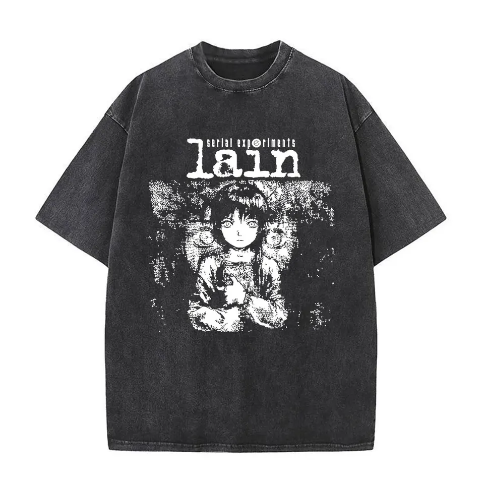 Japanese Anime Serial Experiments Lain Vintage Washed T Shirt