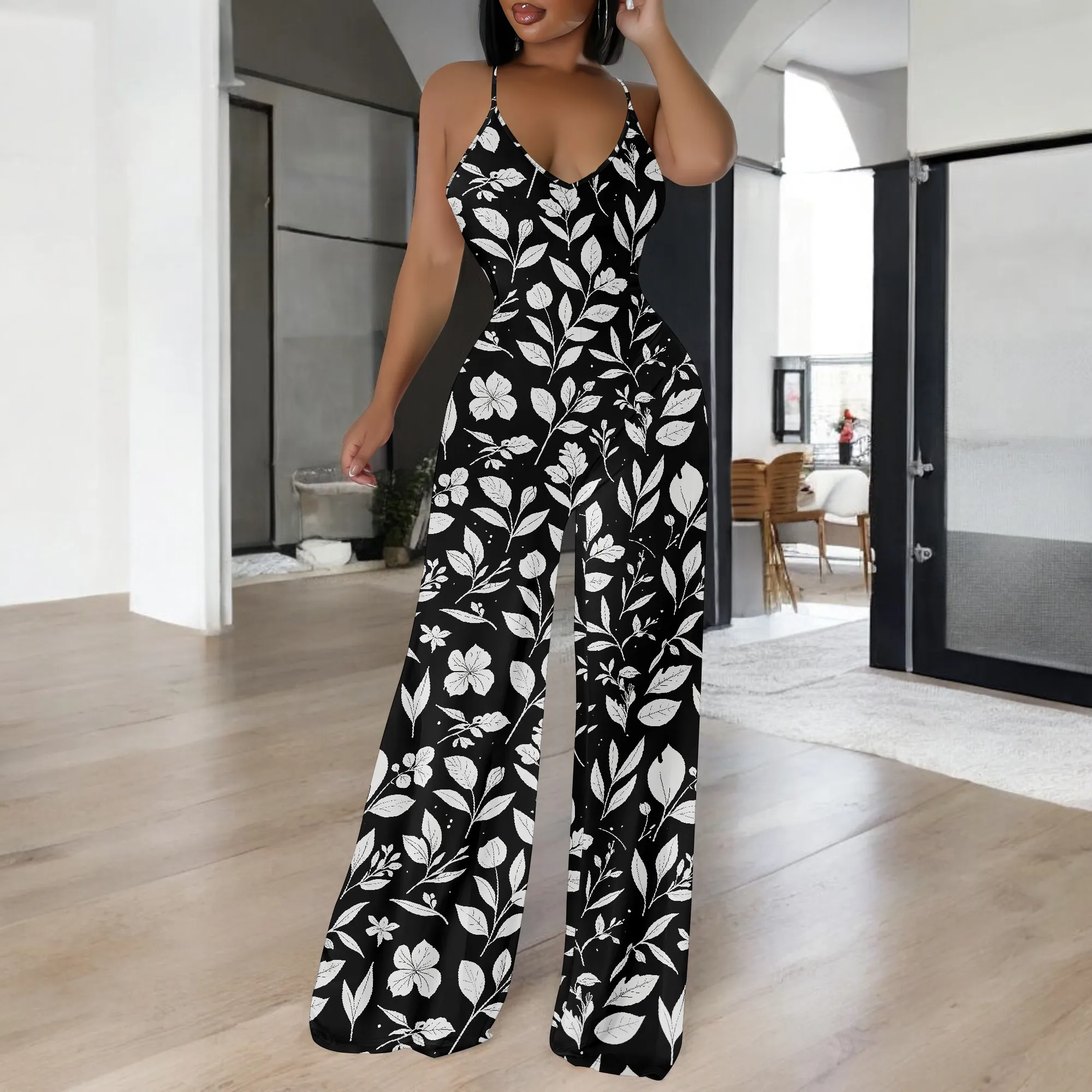 Dames zomer casual overalls losse wijde pijpen jumpsuits Boho bloemen bedrukte baggy rompertjes