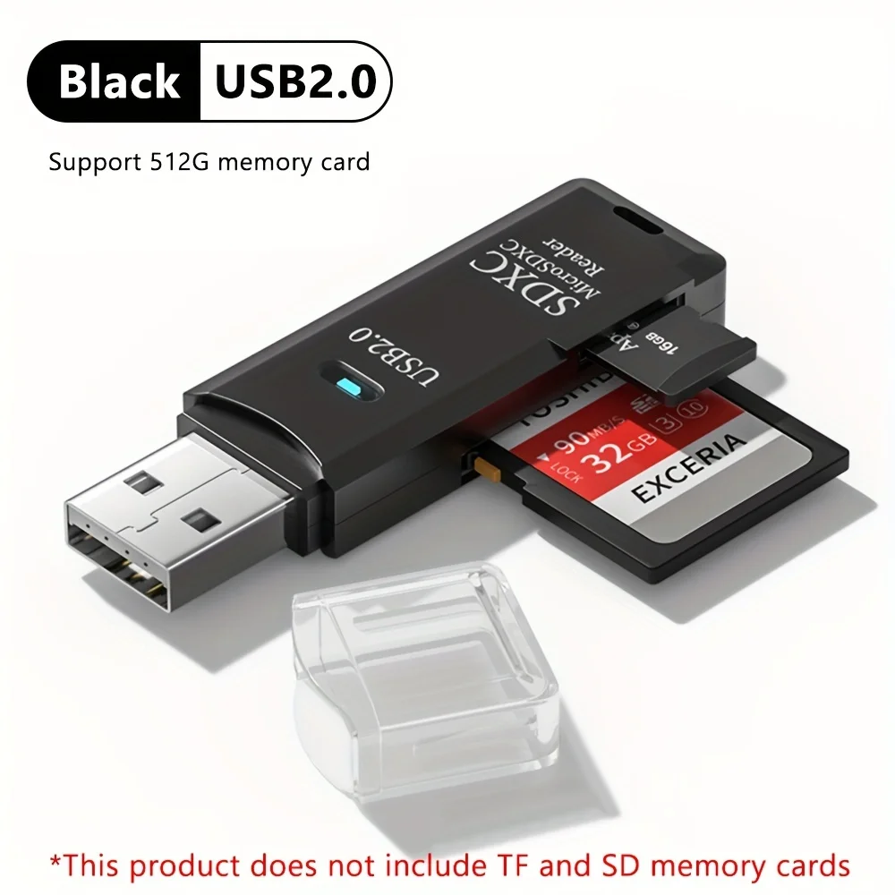 قارئ بطاقات متعدد 2 في 1 صغير عالي السرعة USB 3.0/2.0 محول محرك فلاش لتخزين بطاقة Micro SD TF