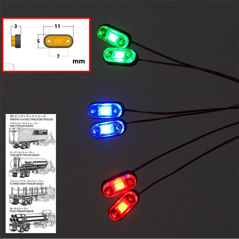 

Contour Light Warning Light LED Spotlight for 1/14 Tamiya RC Truck Trailer Tipper Scania 770s Benz Actros Volvo MAN LESU DIY