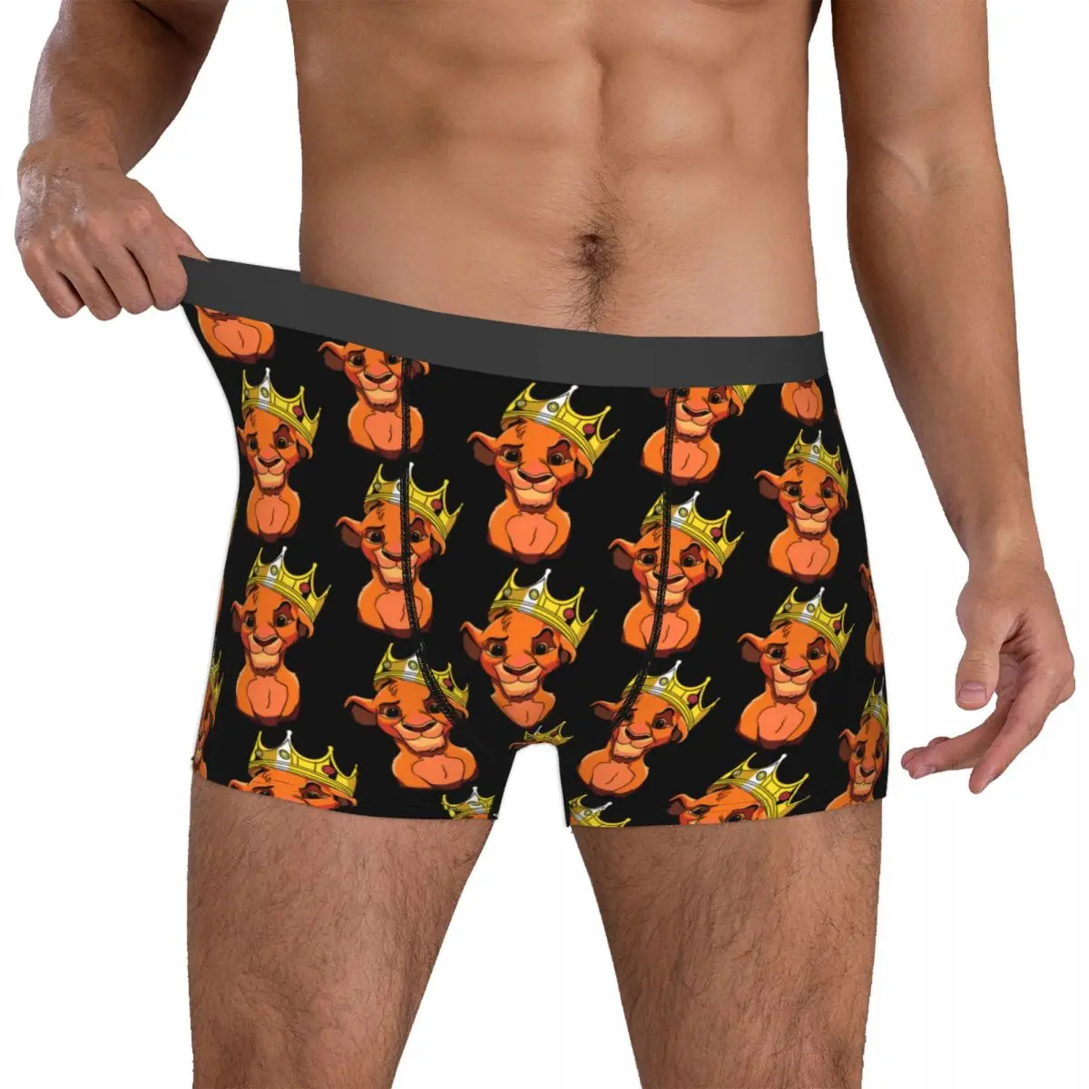 

Custom Male Novelty Liones Anime Kinges Underwear Simba Wearing A Crown Boxer Briefs Breathable Shorts Panties Underpants