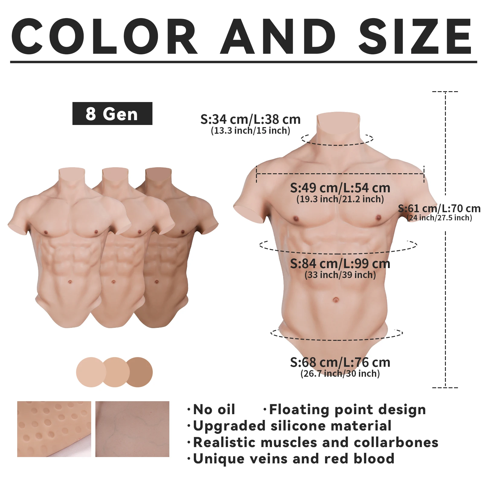 CYOMI Realistic Silicone Muscle Suit Male Fake Chest Muscle Bodysuit for Crossdresser Macho Silicone Artificial Simulation