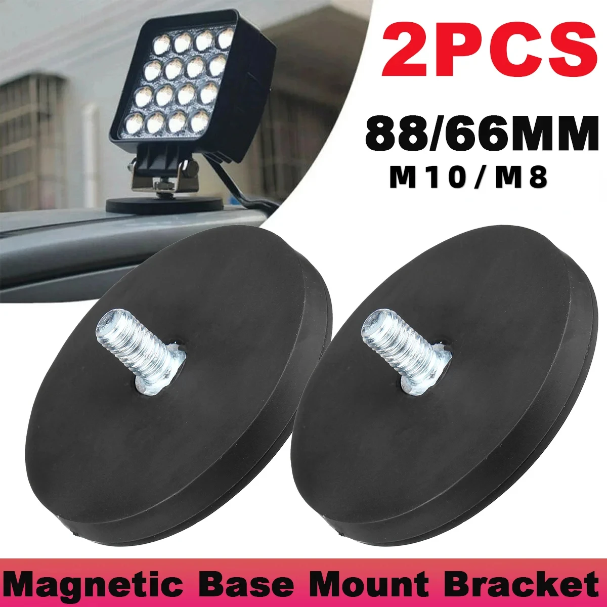 2PCS 66mm/88mm M8/M10 Bolzen Magnetische Basis Halterung Clamp LED Arbeit Licht bar Halter SUV Offroad