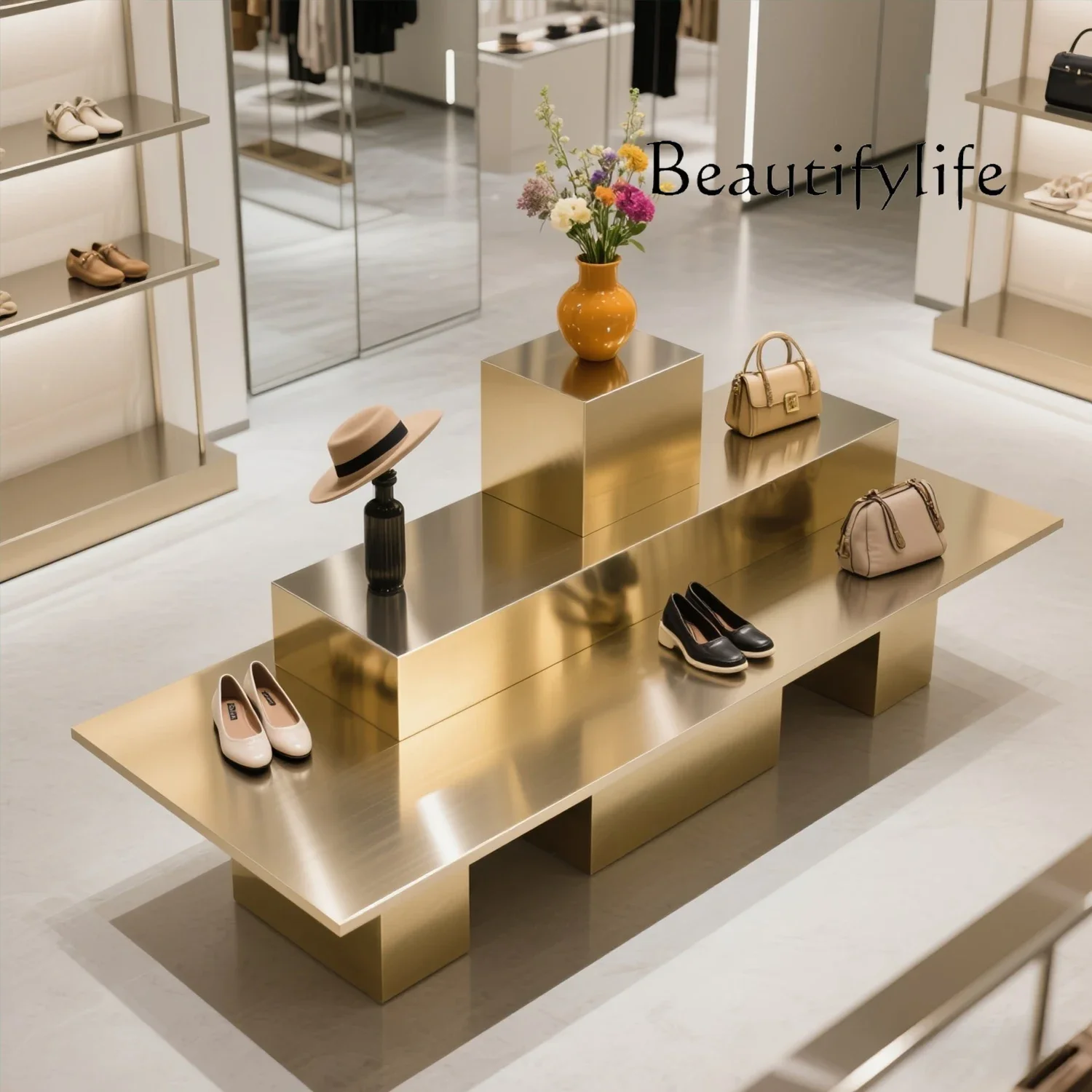 

BJ Shoe Store Nakajima Display Stand Keystone Exhibition Hall Bag Clothing Store Nakajima Table Middle Display Table Shopping Ma