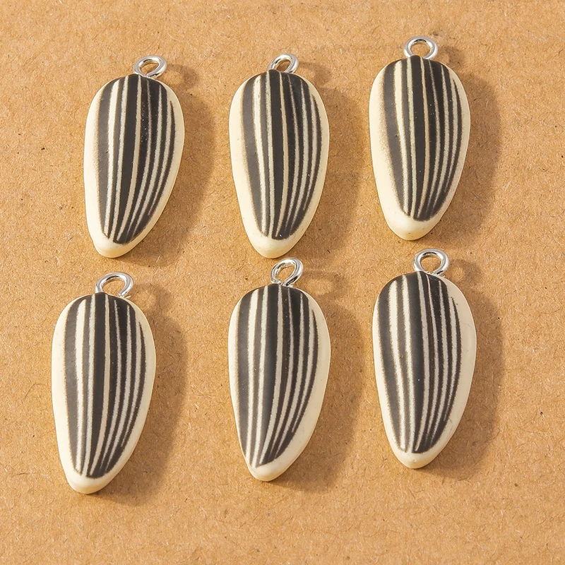 10pcs Cute 3D Simulated Sunflower Seeds Charms Vegetable Fruit Pendants for Making Earrings Necklace DIY kid's  Jewelry Gifts