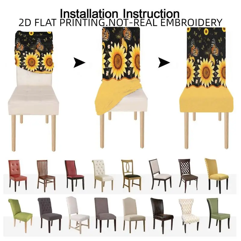 Stretch high back dining chair cover, flat blueberry lemon peach, summer tropical style fruit pattern