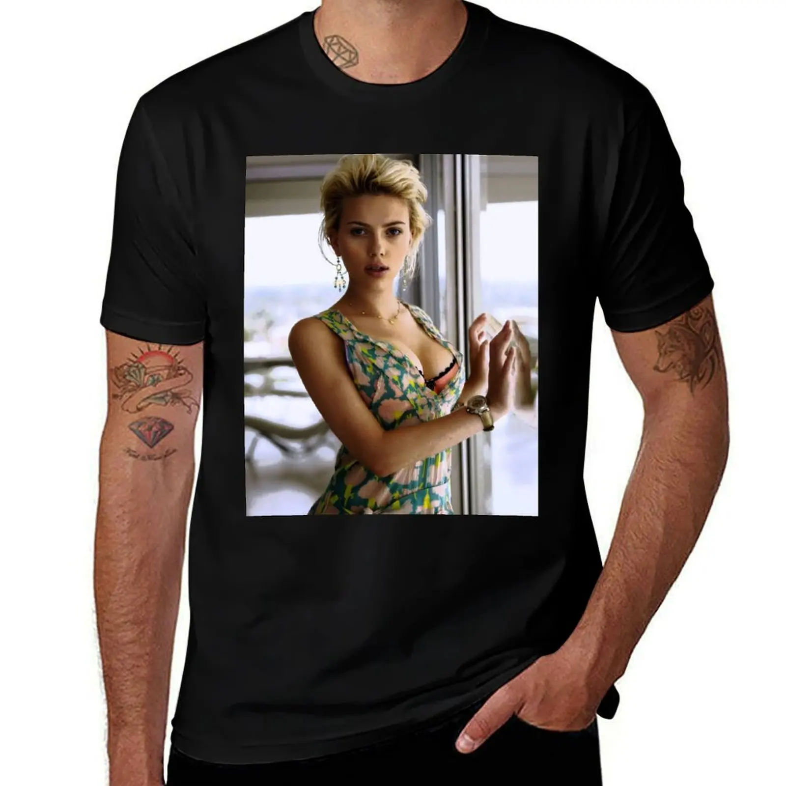 Scarlett Johansson, ultimate perfection T-Shirt Work Short Sleeve Cotton Top