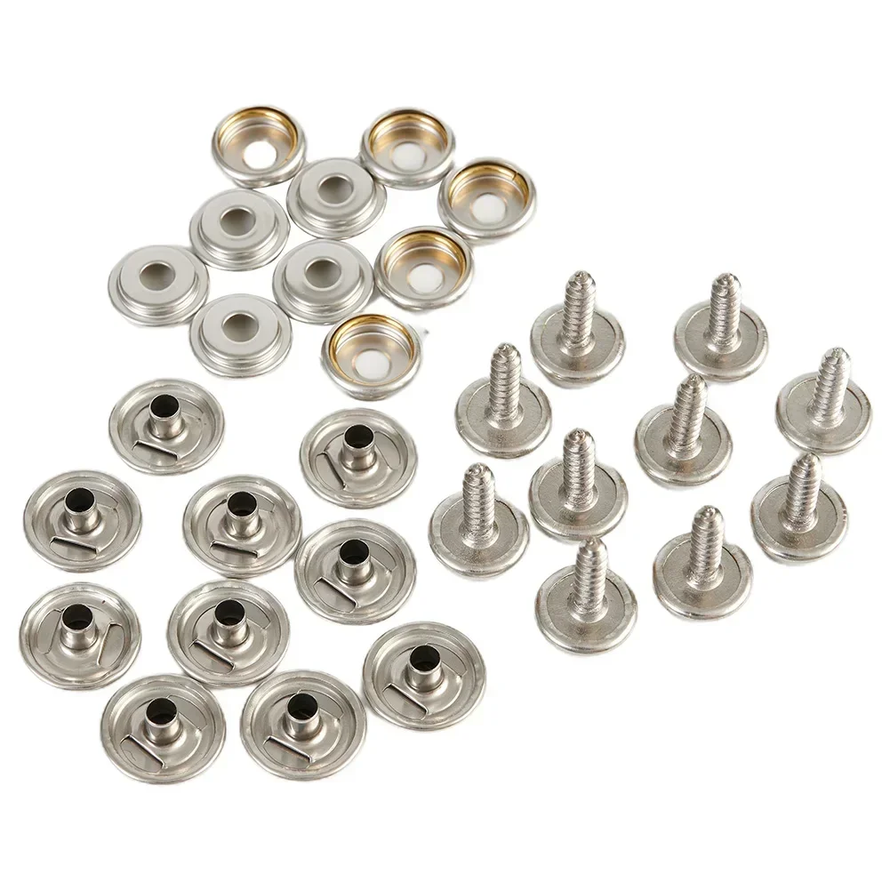 30PCS Snap Fastener ผ้าใบสแตนเลสสกรูชุดสําหรับเต็นท์เรือ Marine สําหรับกันสาดกลางแจ้งเฟอร์นิเจอร์ล็อคฮาร์ดแวร์ Turnbuckle