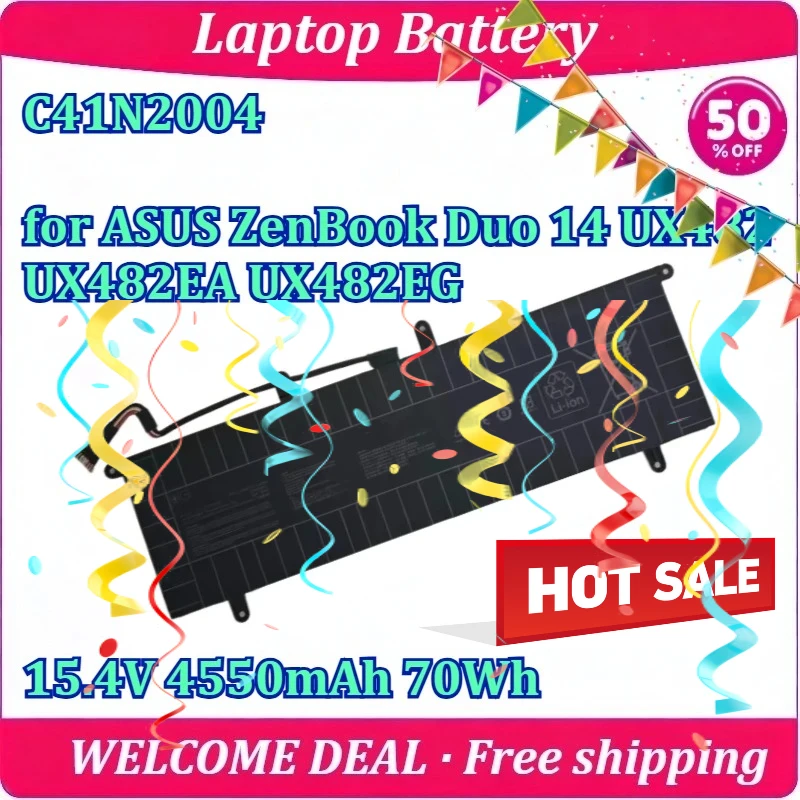 

Laptop Battery New C41N2004 for ASUS ZenBook Duo 14 UX482 UX482EA UX482EG 15.4V 4550mAh 70Wh High Capacity Lithium Battery