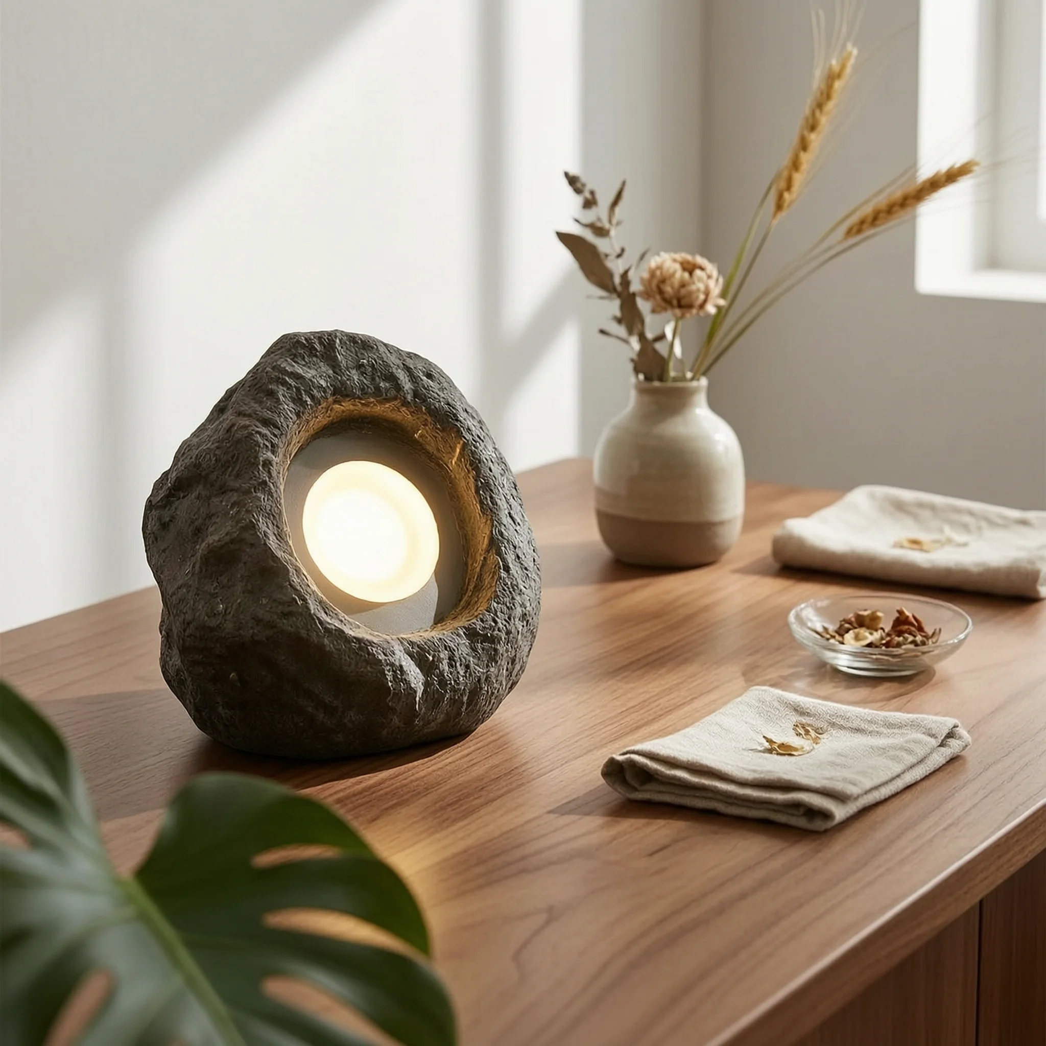 Beam Light with Faux-Rock Body LED Rock Light Stone Light Weather-Resistant Garden Lights Bright for Landscapers, Yard, Lawn