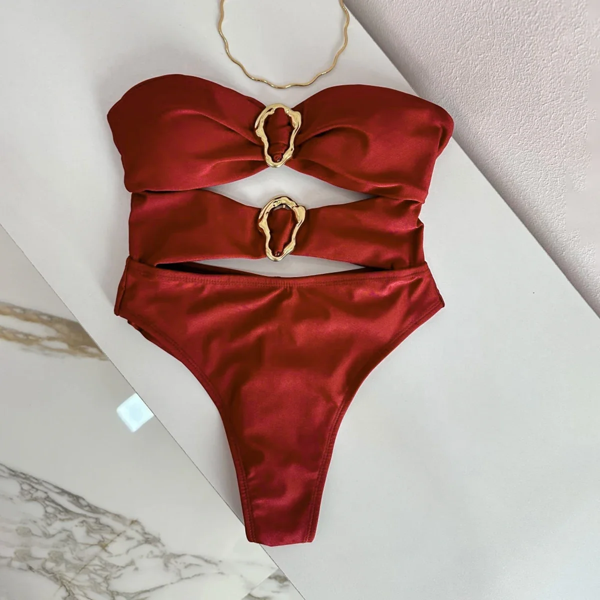 

Women Bikini Set Sexy One Piece Swimsuit Female Swimwear Bandeau Monokini High Waist Swimming Suit Bathing Suit Brazilian Shin