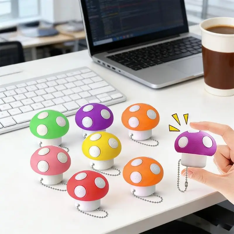 1/3/5Pcs 3D Printed Mushroom Stress Relief Mechanical Keyboard Keycap Finger Press Keychain Pendant For Stress Release