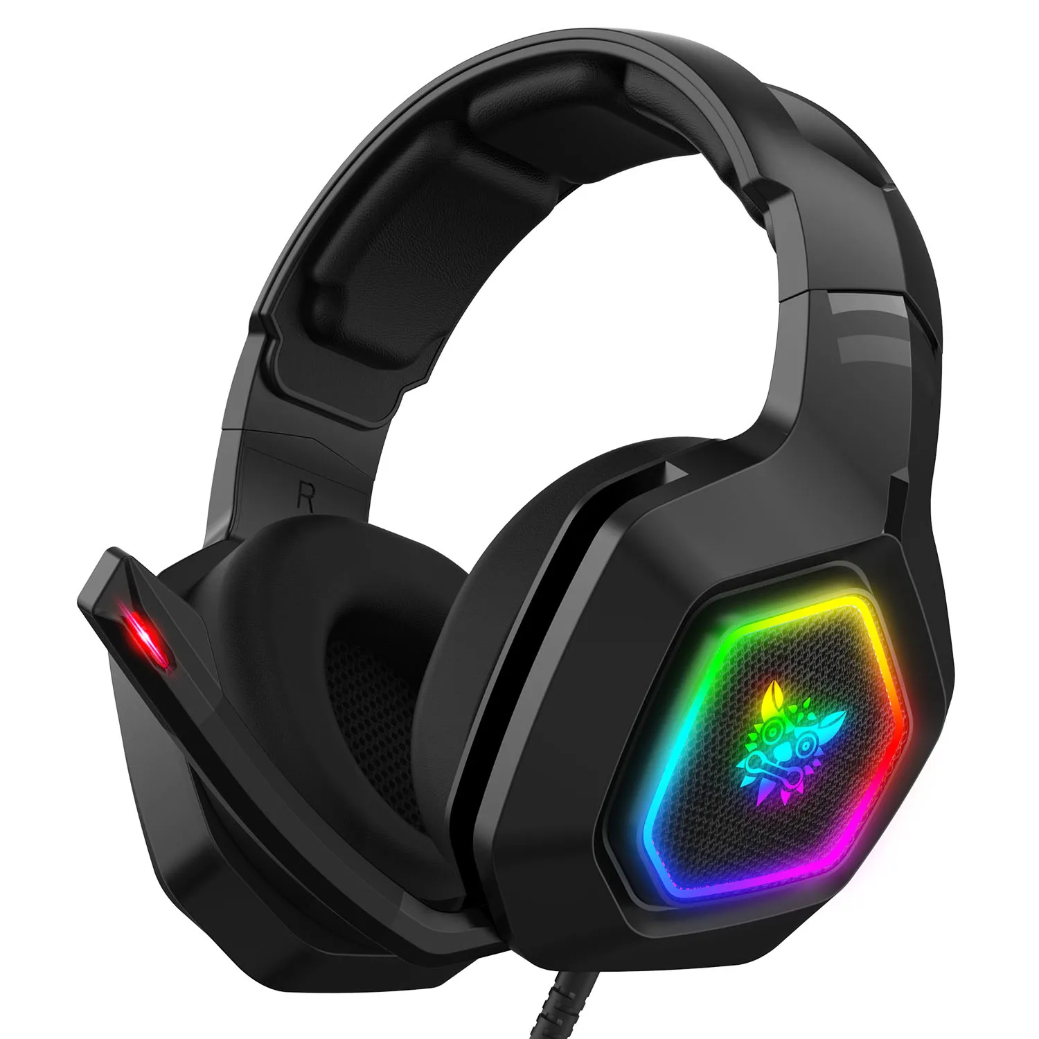ONIKUMA K10 Gaming Headset Bedrade Stereo Hoofdtelefoon met Noise Cancelling Microfoon 3.5mm Over-Ear RGB Audio voor PC PS5 PS4 Xbox Gamer