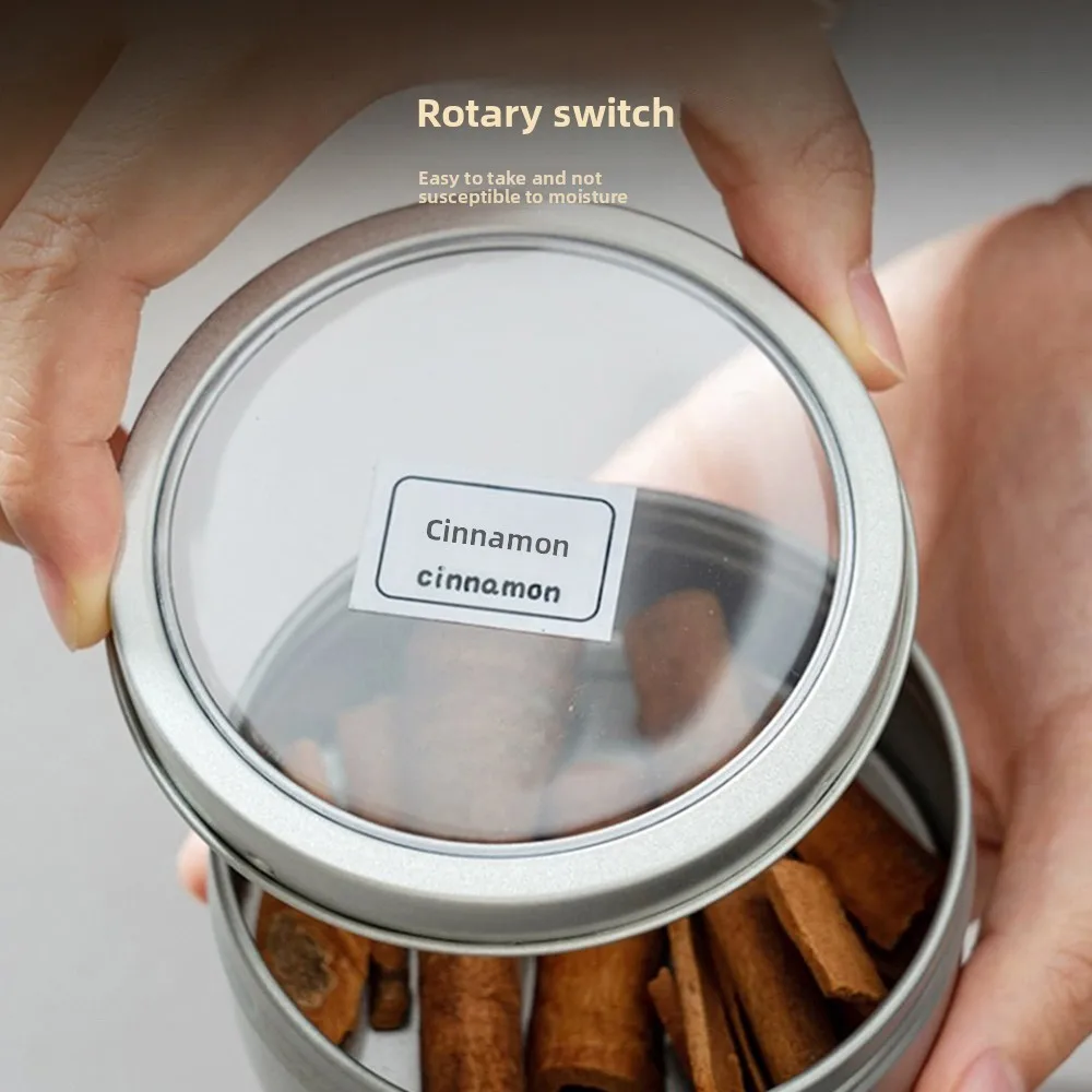 

New Iron Magnetic Spice Jars Wall-mounted with Stickers Sealed Barbecue Storage Box Sealed Spice Tins Kitchen Use