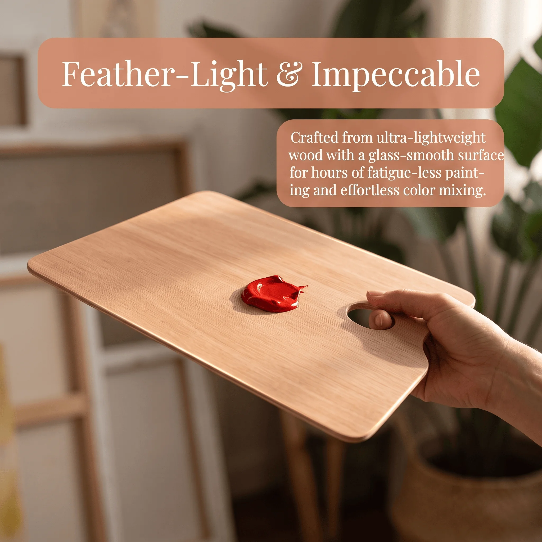 Wooden Paint Palette, Professional Mixing Tray for Oil Acrylic Gouache, Art Supplies for Artists & Students
