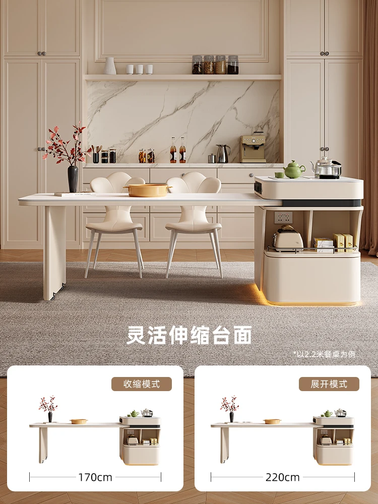 Table d'îlot intégrée, table de cuisine rétractable pour la maison, petit appartement, restaurant, îlot de vent crème