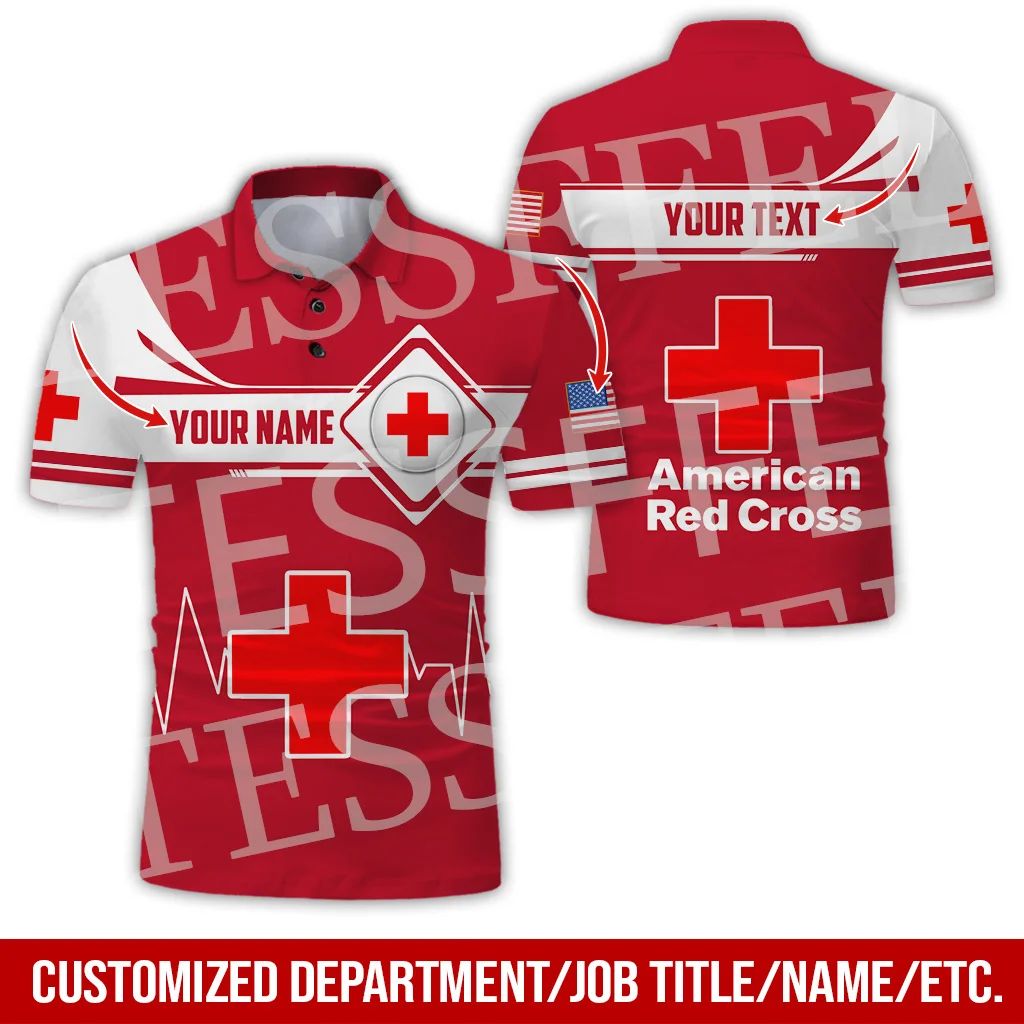 

Custom Name Cosplay EMS EMT Medical Paramedic Nurse Worker Retro 3DPrint Summer Polo Shirts Harajuku Casual Short Sleeves A4