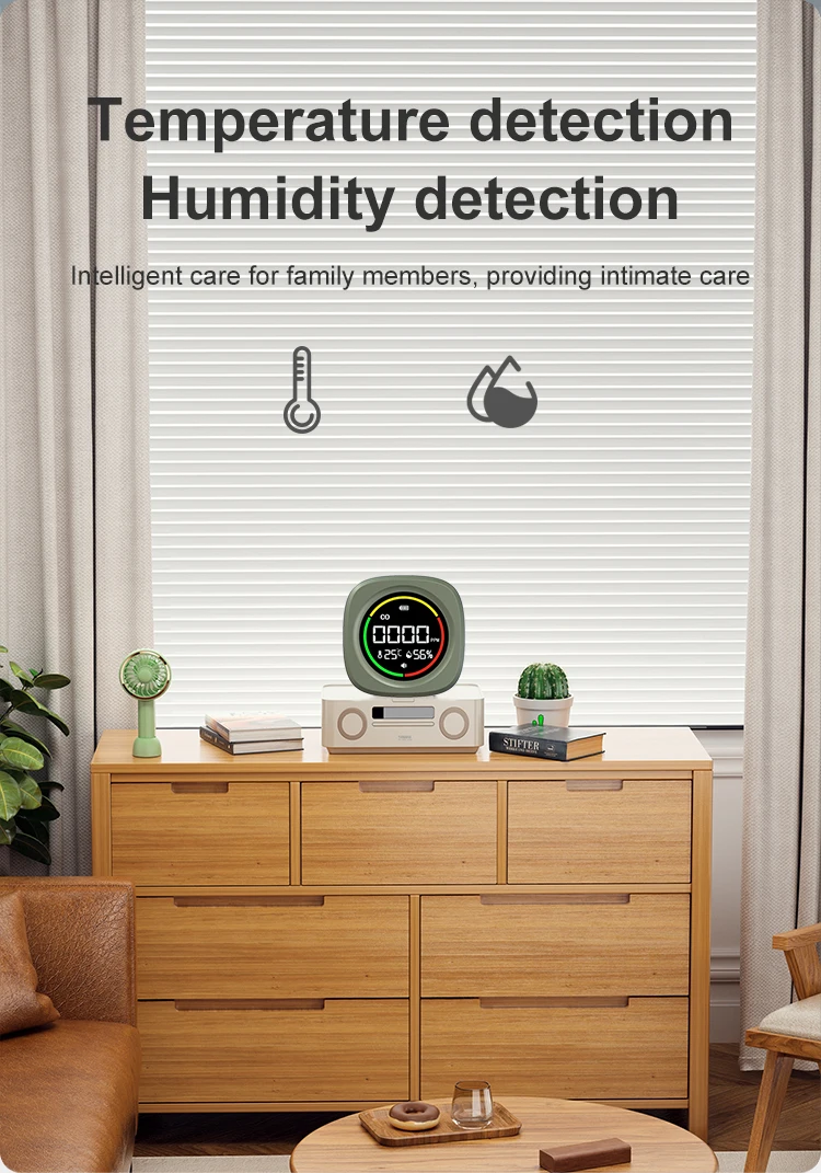 K5 3-in-1 Portable Carbon Monoxide Detector CO Air Quality Portable Monitor HD L