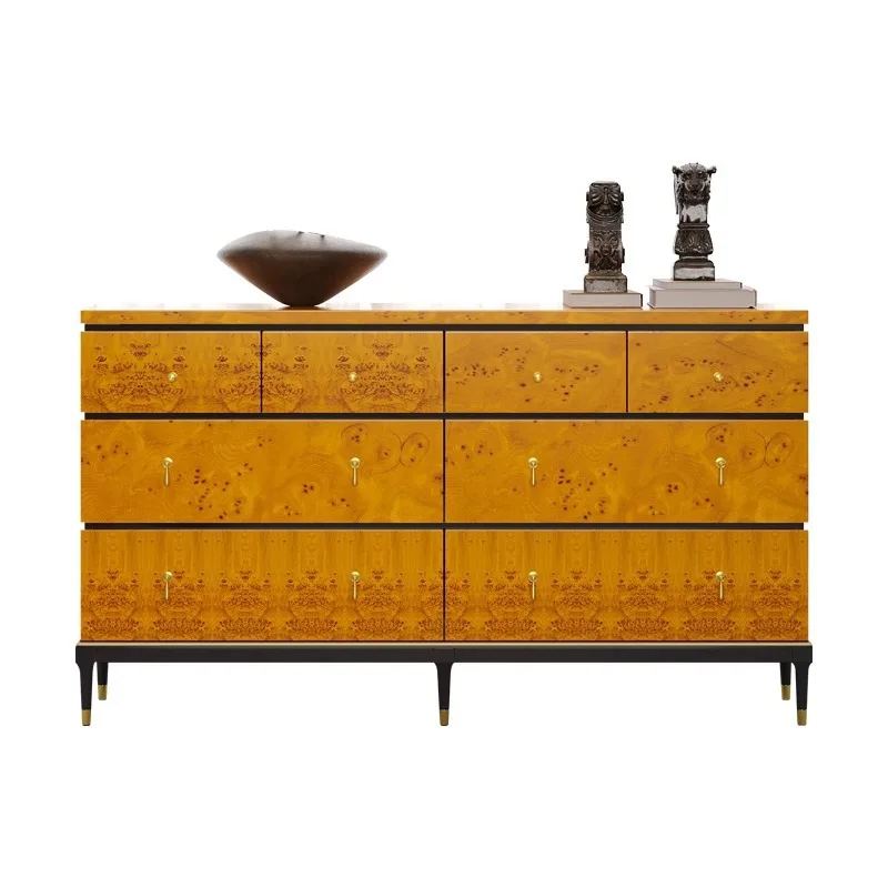 

Light luxury eight-bucket cabinet villa living room storage locker modern simple solid wood side cabinet