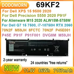 New 69KF2 Laptop Battery For Dell XPS 15 9500 2020/Precision 5550 2020 P91F For Alienware M15 M17 Series 11.4V 86Wh in stock