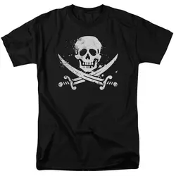 Distressed Jolly Roger Skull & Crossbones Adult T-Shirt. Summer Cotton O-Neck Short Sleeve Men's T Shirt New Size S-3XL