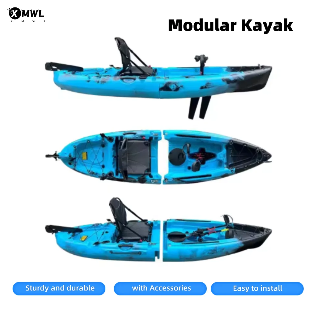

Portable LLDPE Kayak with Split Hard Shell, Electric/Pedal-Driven Canoe for Solo/Tandem Lake/Sea Adventures, Modular Assembly