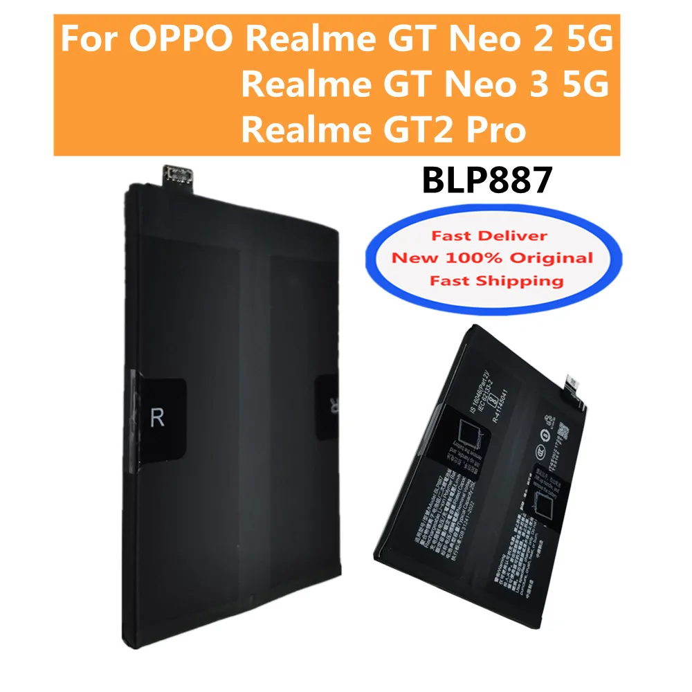 

BLP887 Оригинальный аккумулятор для телефона 5000 мАч для Oppo Realme GT Neo 2 3 RMX3370/GT2 Pro RMX3301 RMX3300 Аккумуляторы + бесплатные инструменты