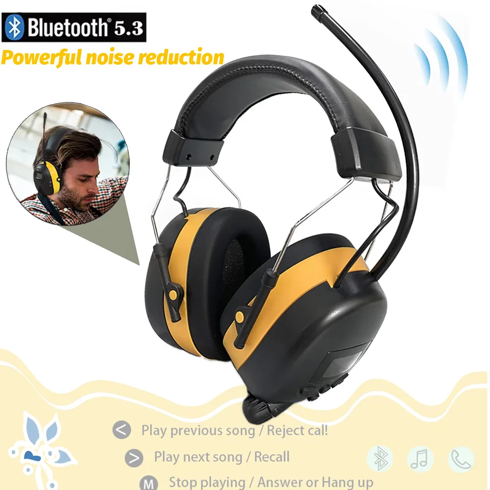 

Am/Fm Radio Hearing Protector Noise Reduction Safety EarMuff 30db Noise Cancelling Ear Protection for Working Bluetooth