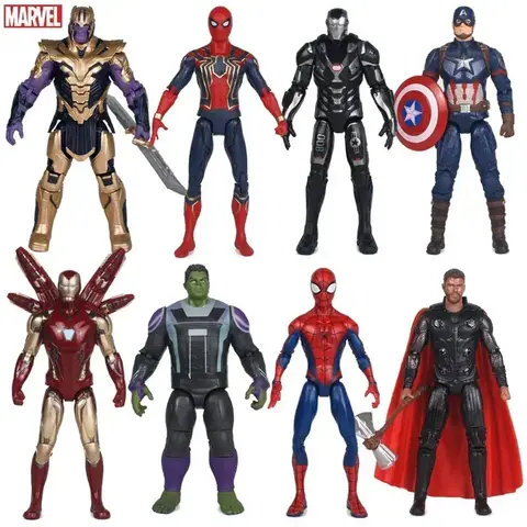 Figuras de superhéroes de Los Vengadores de Marvel, figuras de acción de Iron Man, juguetes de Spiderman, Capitán América, Hulk, Thor, regalos de vacaciones para niños