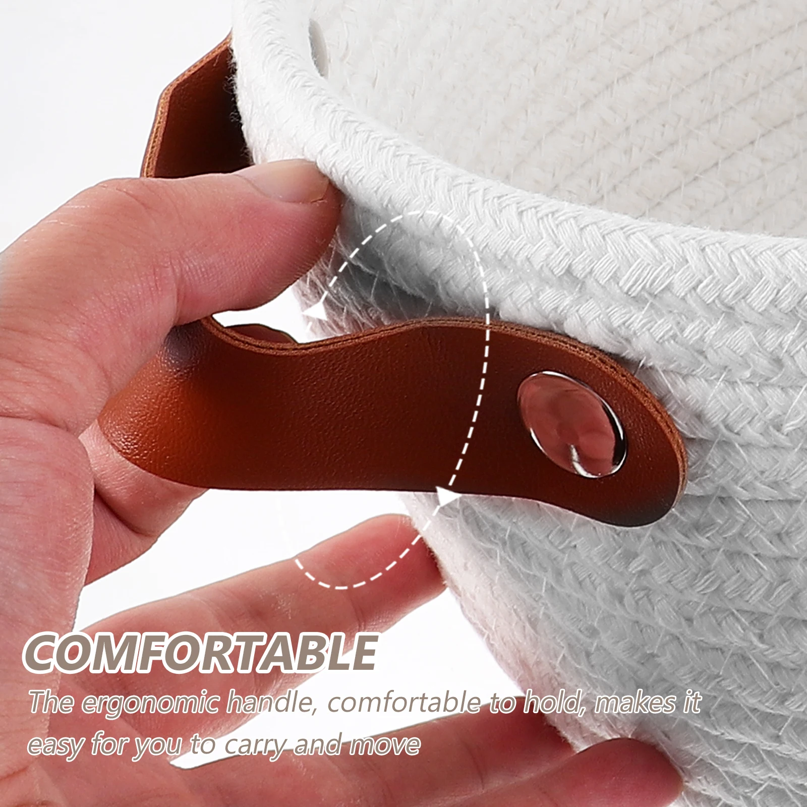 

Woven Baskets Storage Decorative Rope for Desktop Multifunctional White Cotton Weaving