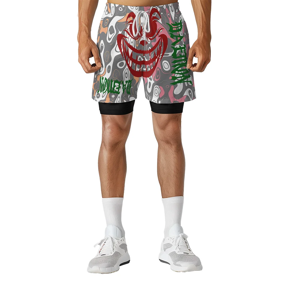 Original design graffiti smiley face summer 3D printing camouflage elements casual trend sports basketball shorts men's shorts