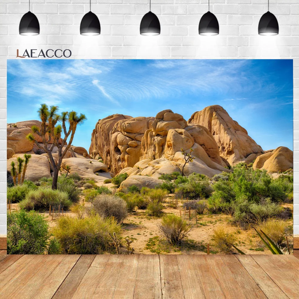 Laeacco Joshua Tree National Park Desert Natural Landscape Room Decor Backdrop Fotograficzne tło fotograficzne do studia fotograficznego