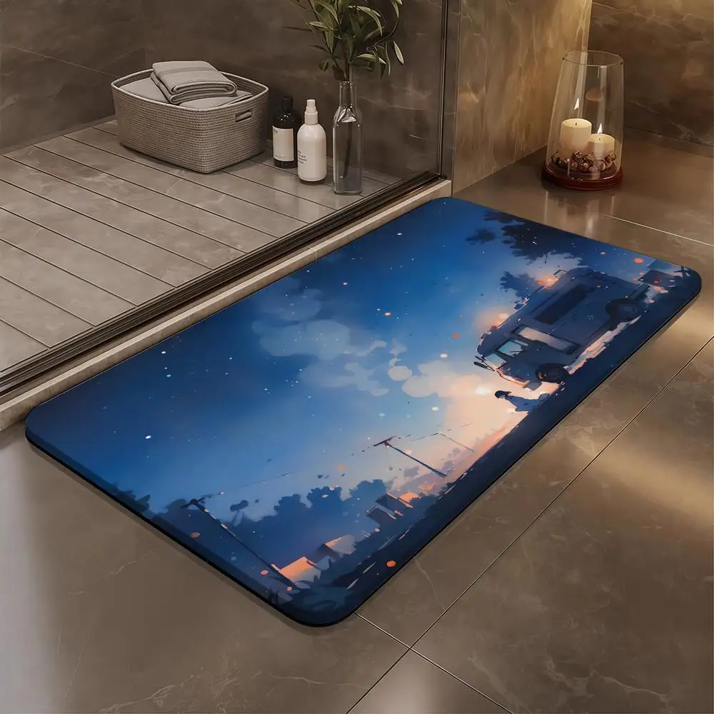 

Seaside Story Floor Mat Bathroom Soft Diatomaceous Mud Floor Mat, Bathroom Absorbent Foot Mat, Toilet Sink, Bedroom Mat, Carpet