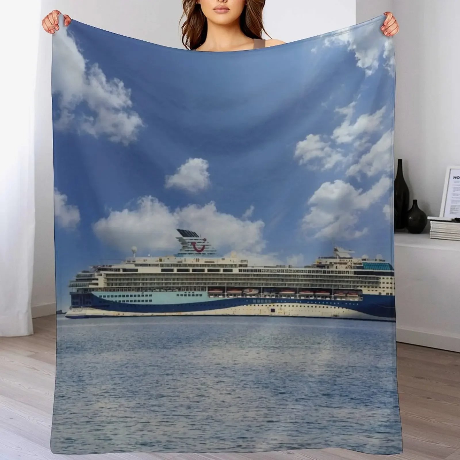 Marella Explorer Anchored At Thatcher Rock Throw Blanket Retros Travel Blankets