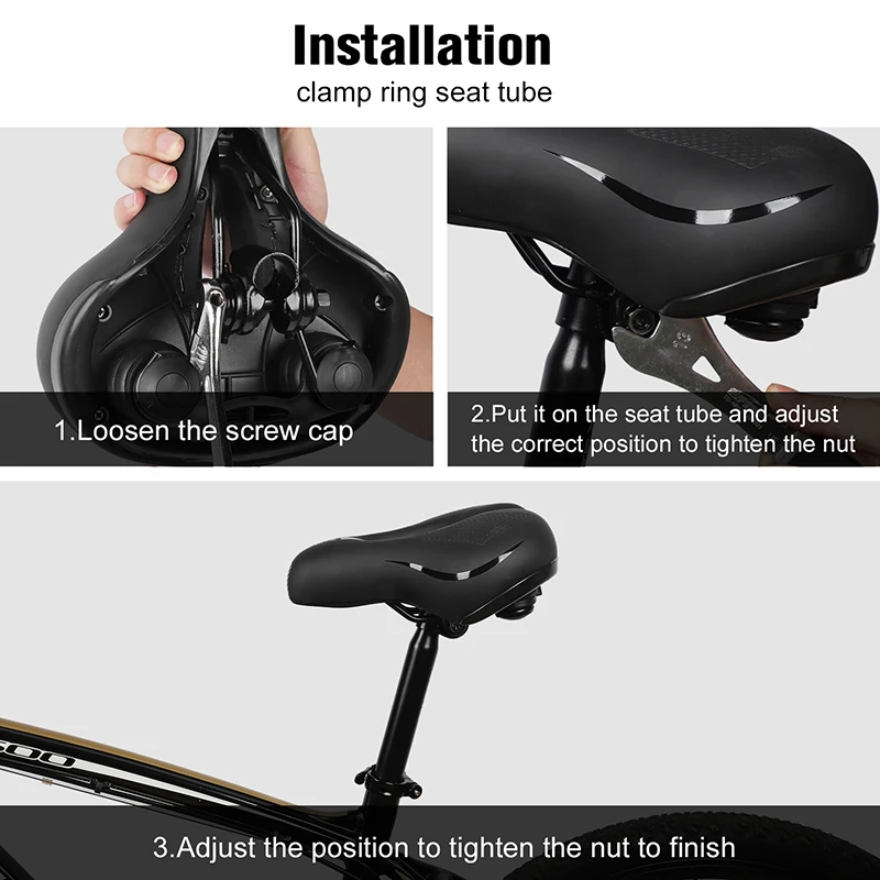 WEST BIKING Thick Wide Bicycle Saddle Comfortable Soft MTB Road Bike Cushion Shockproof Cycling Seat With Safe Warning Taillight image 4