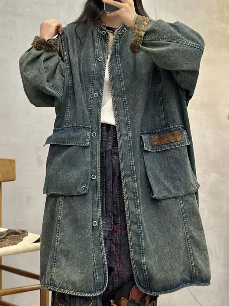 Max LuLu Design Autumn Womens Leisure Vintage Loose Denim Trench British Fashion Classic Trench Coats Luxury Punk Windbreakers