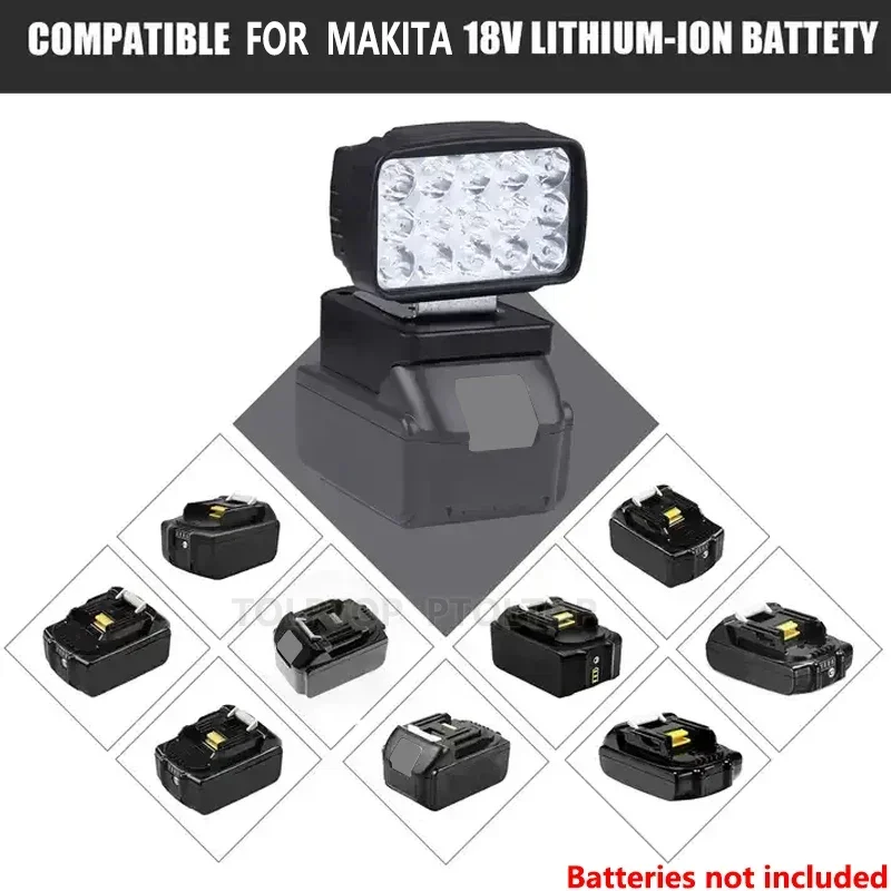 8W LED Work Light For Makita/Dewalt/Milwaukee BL1430 BL1830 Lithium Battery Outdoor Lighting Work Lamp Camping Lighting