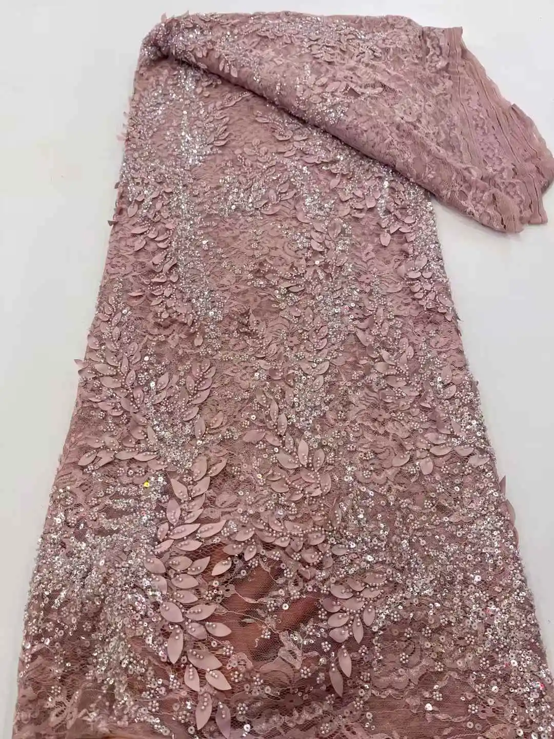 Africa Nigerian Beaded French Mesh Lace With Sequins High Quality 2025 Embroidery Lace Sequins Lace For Wedding Dresses Women