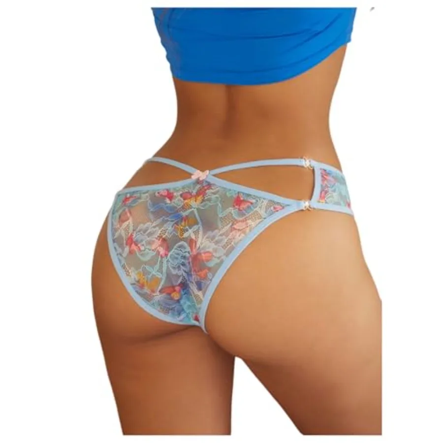 

SweatyRocks Women's Sexy Floral Lace Panties Butterfly Criss Cross Seamless Bikini Panties Brief