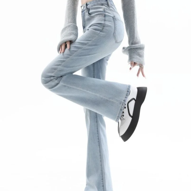 2023 Spring/Summer New Light Color Fashion Tall Jeans Design for Relaxed and Elastic Temperament Flare Pants