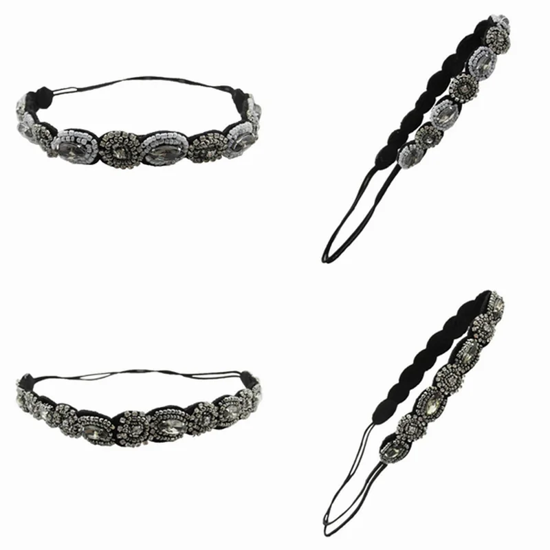 Fascia per capelli con strass bohémien Fasce elastiche Tiara con perline turchesi vintage con fasce elastiche Copricapo da donna