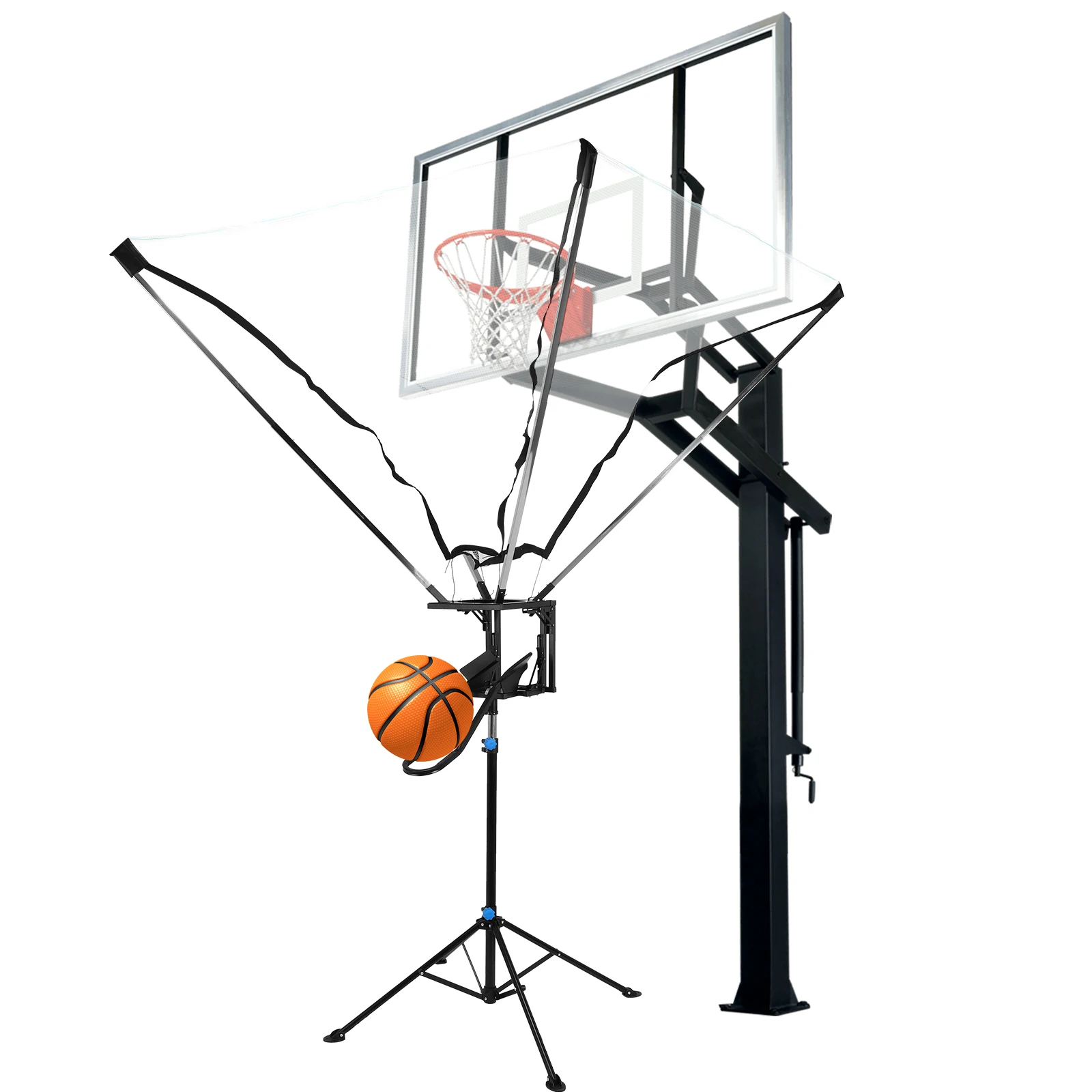 

Тренажер для бросков в баскетбол с отскоком на 180 градусов ° Баскетбольный тренажер с вращающейся дорожкой, простой в сборке, с системой возврата мяча через сетку