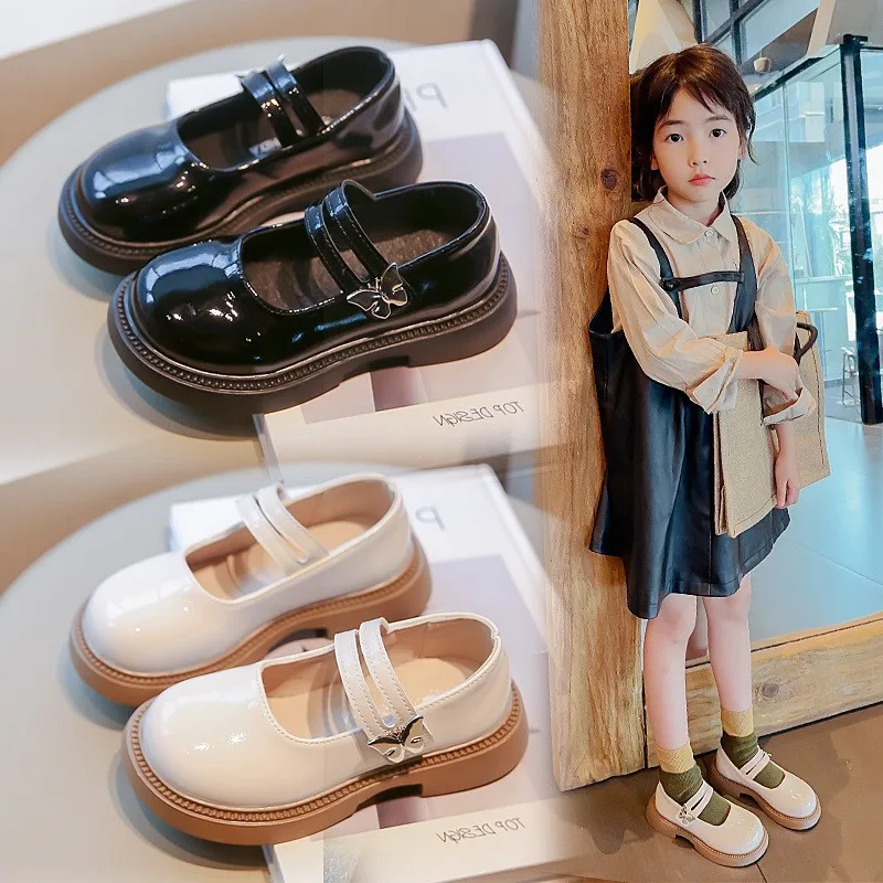 

Children Princess Leather Shoes Fashion Little Girls Dress Shoes For School Student Spring Autumn Kids Performance Shoes Black