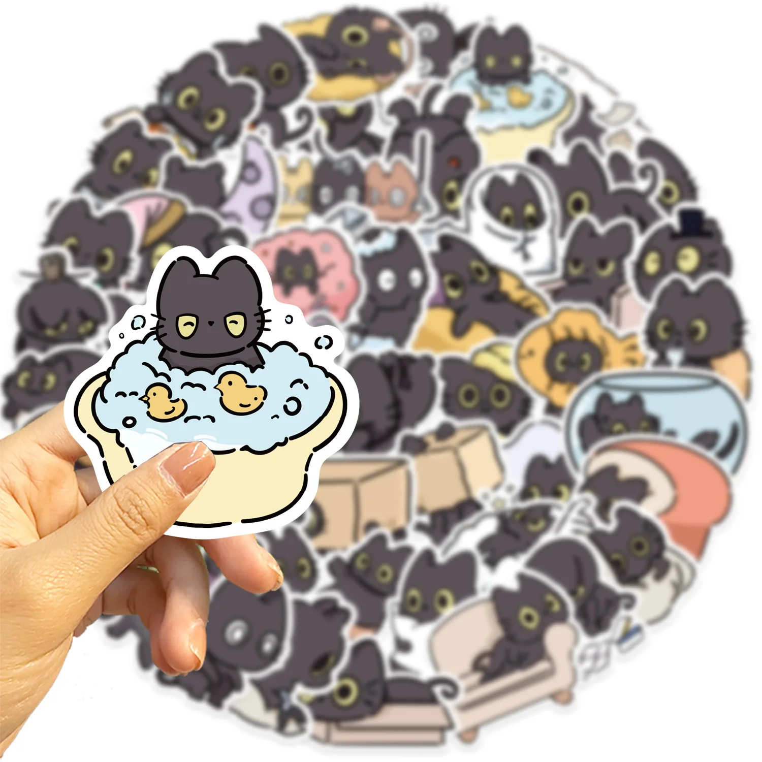 50 قطعة الكرتون مضحك القط الأسود الكتابة على الجدران ملصقات الغيتار دفتر الأمتعة DIY بها بنفسك مقاوم للماء الأطفال القرطاسية ملصقات