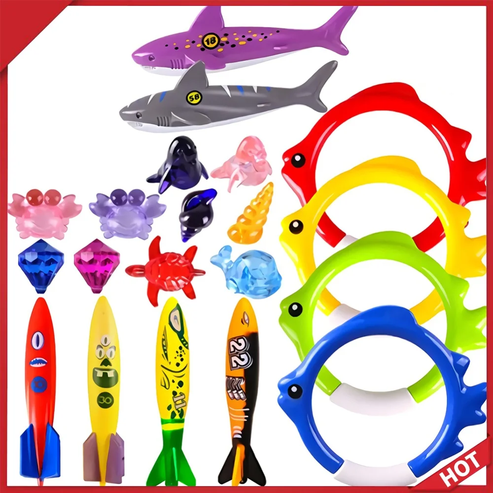 20Pcs Underwater Diving Multicolor Cartoon Pool Sinking Creative Throwing Dive Water Swimming Pool Accessories