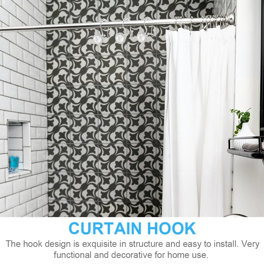 

12Pcs Metal Shower Curtain Hooks Decorative Waterproof Rustproof Bathroom Hardware Hanging Rings for Shower Curtains Easy to